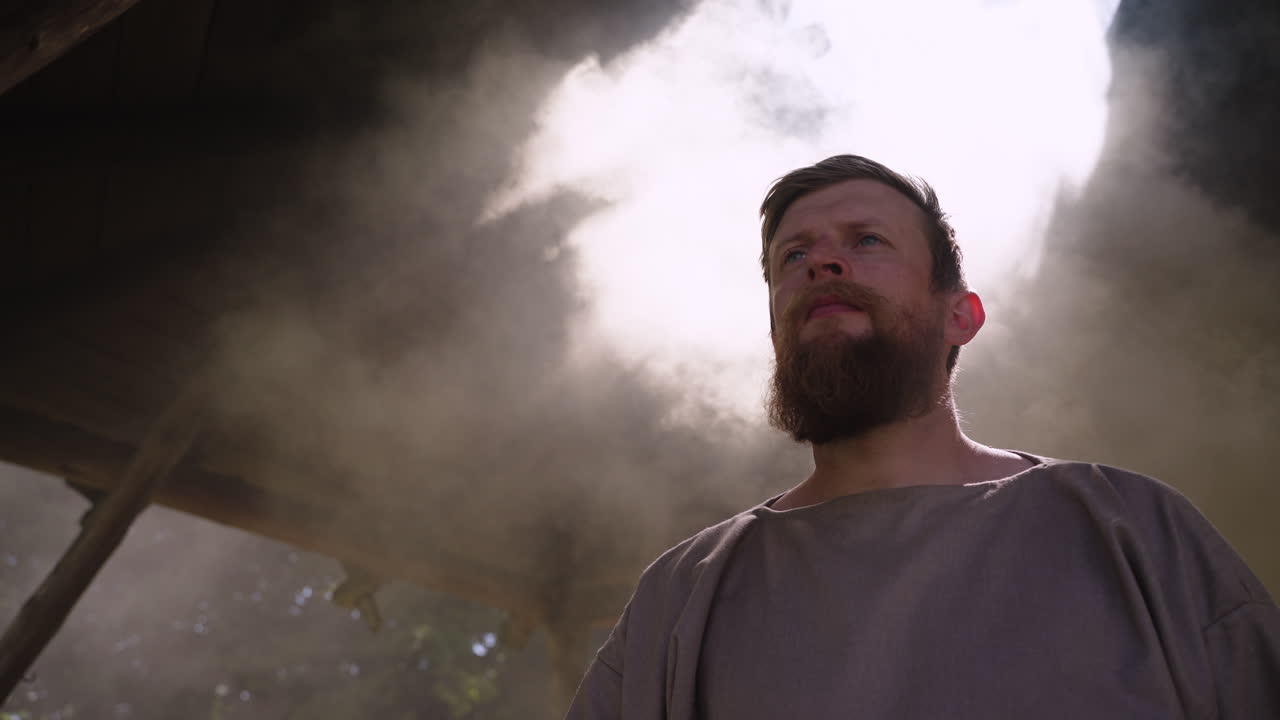 Medieval Man in a Ruined Building