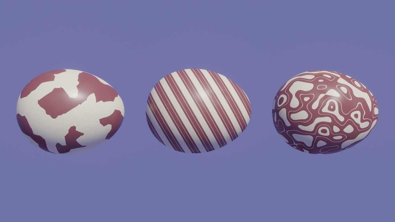 파이오색 배경에 추상적인 패턴을 가진 부활절 달 3d 렌더링 휴가 개념 애니메이션