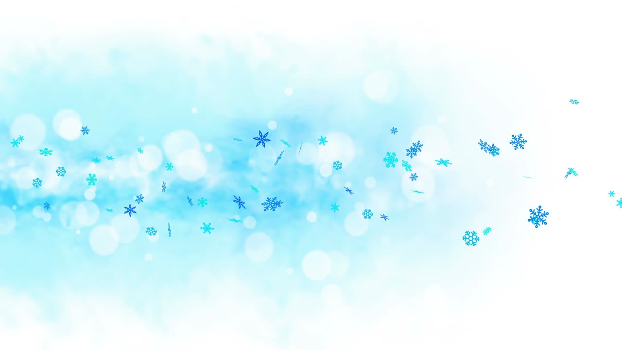 다채로운 밝은 눈 결정은 불과 함께 겨울 배경에 흔들리고 있습니다. 아름다운 자연 장면. 그림 겨울 눈알. 루프 애니메이션.