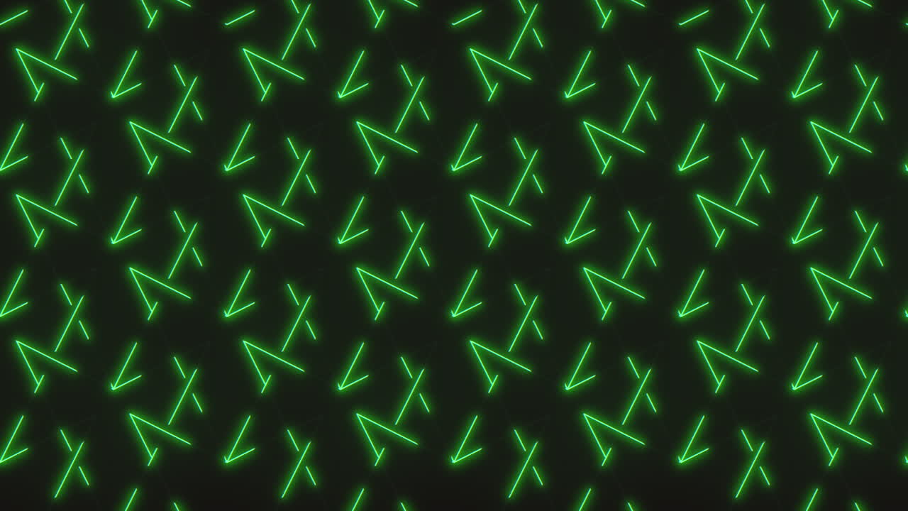 Immagine vibrante che presenta un motivo ripetitivo di triangoli verde neon disposti a zigzag. I triangoli sono orientati in direzioni diverse, formando un design intricato e visivamente accattivante.