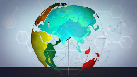 animación de la red de conexiones con giro del globo