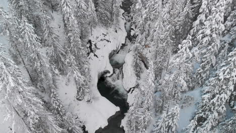 looking-down-flying-up-from-winter-waterfall