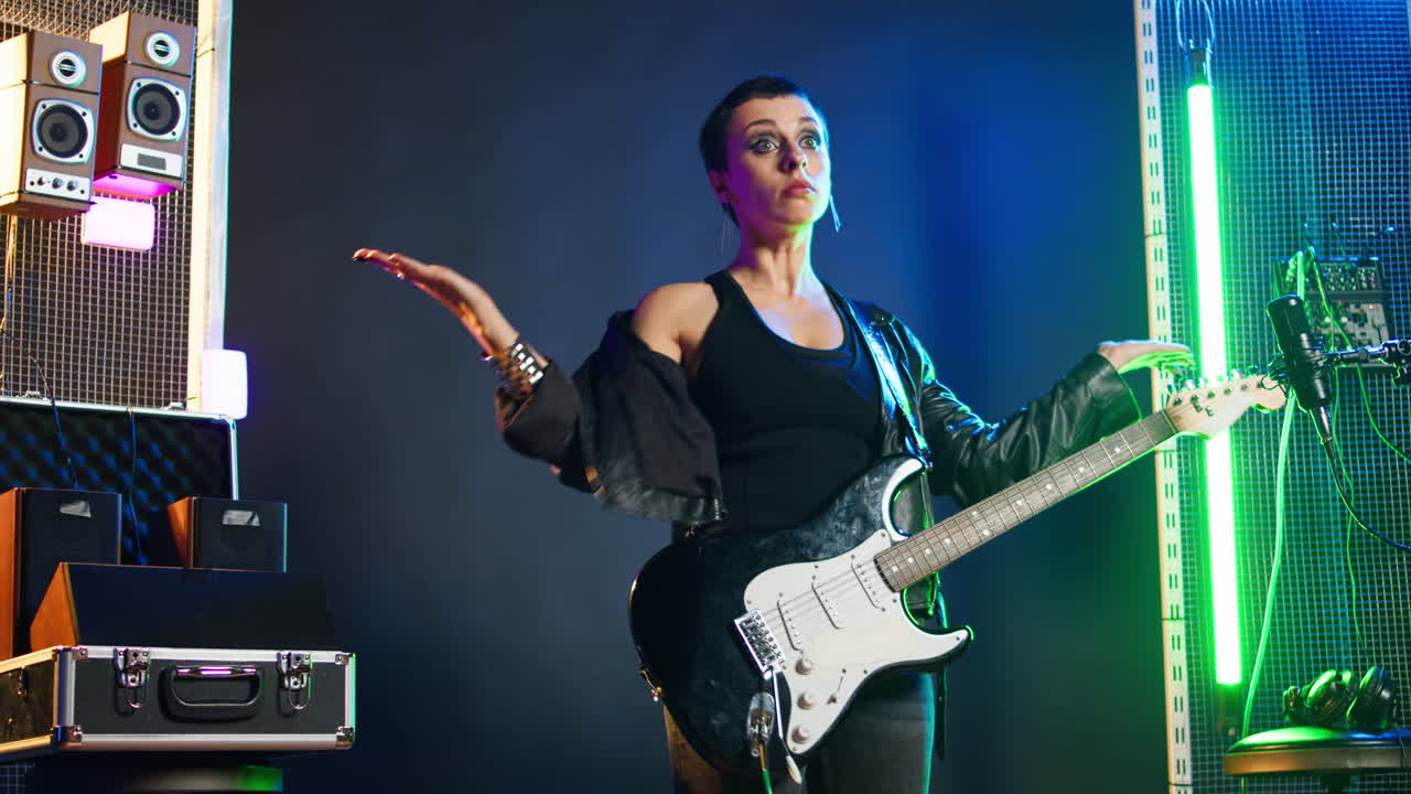 Musician with Guitar on Stage
