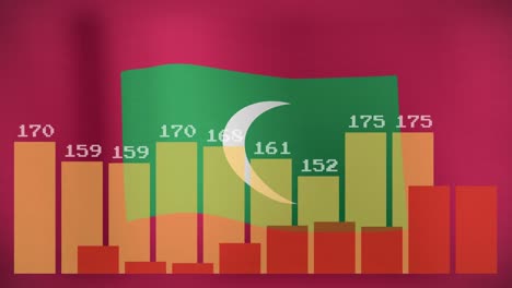 animation of data processing over flag of maldives