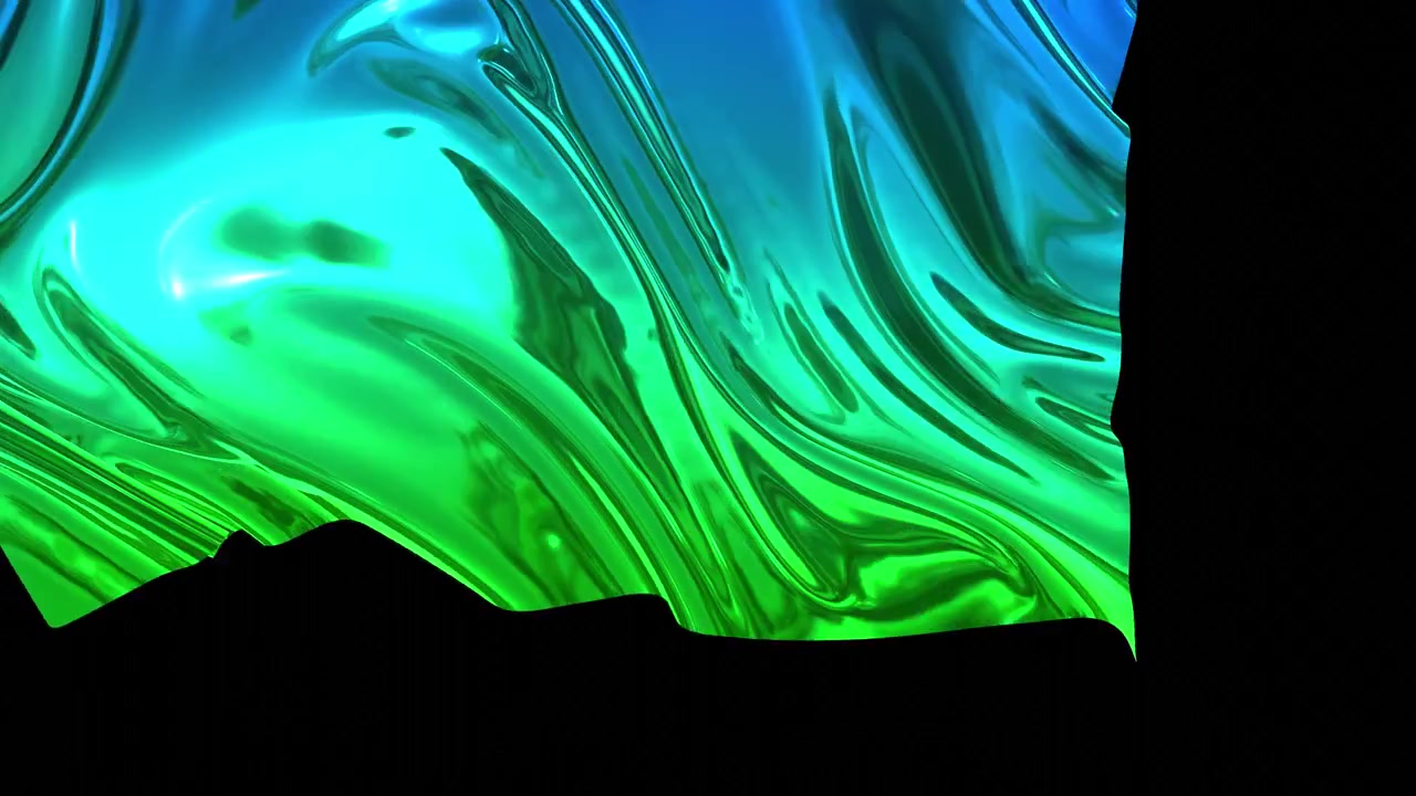 Foil with blue green gradient flies off the screen. 4k fabric transition or pulling off screen metallic foil. Use luma matte as an alpha channel for a festive appearance on the screen. 27
