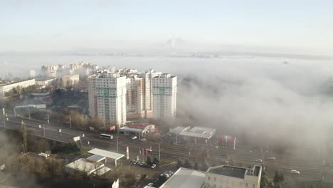 chisinau, moldova in fog