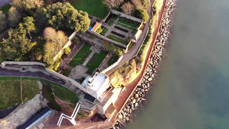 aerial view of the clock tower and connaught gardens sidmouth devon on a beautiful calm morning