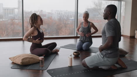 yoga class with diverse group of students