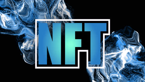 animation of nft over blue waves and black background