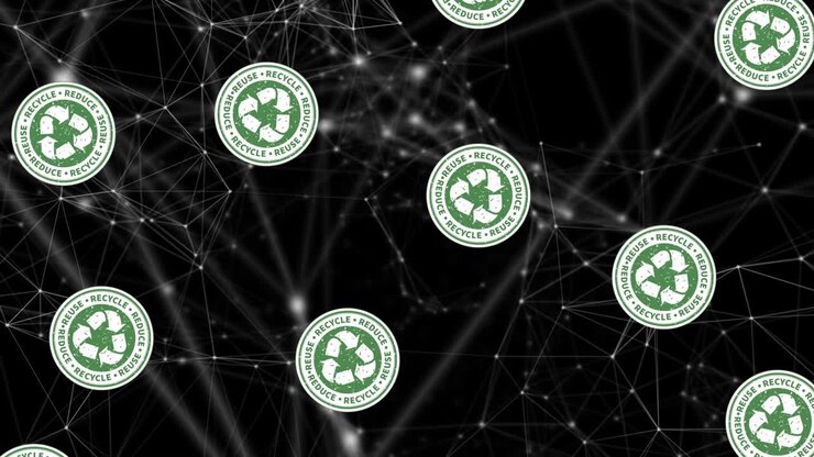 Animation of connections with recycling on black background