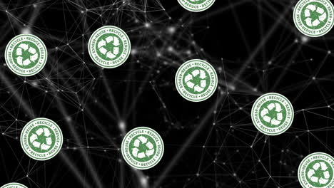 animation of connections with recycling on black background