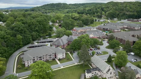 Aerial-drone-view-of-apartment-complex