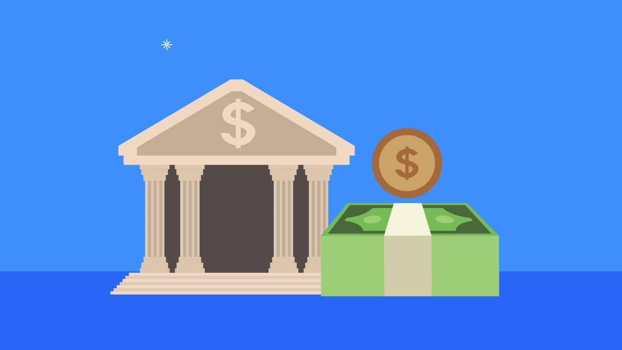 은행 건물과 청구서 달러