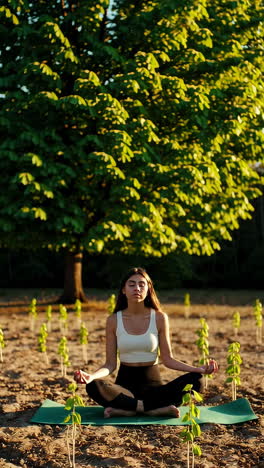 mujer meditando en la naturaleza