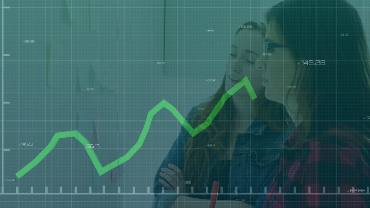 animación del procesamiento de datos financieros sobre diversas personas de negocios en la oficina