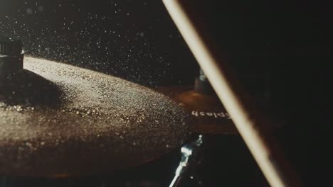 close-up of cymbal hitting