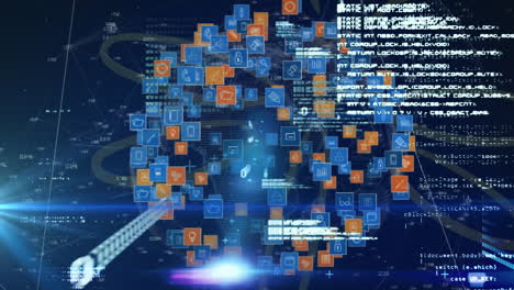 animation of globe with connections and data processing