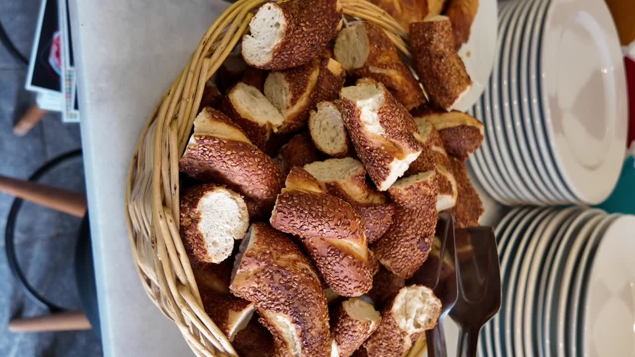 A basket full of simit pieces
