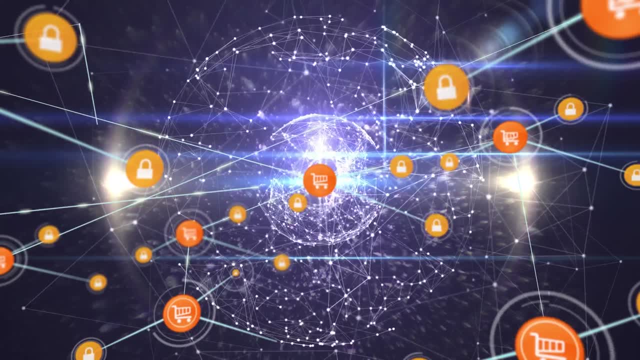 animación de la red de conexiones sobre un fondo oscuro