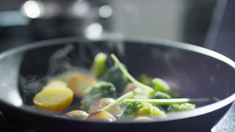 cooking veggies in skillet