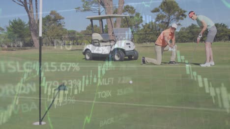 Animation-of-data-processing-over-caucasian-golf-players