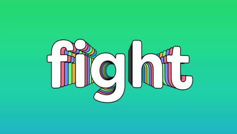 animation of fight text over gradient green to blue background