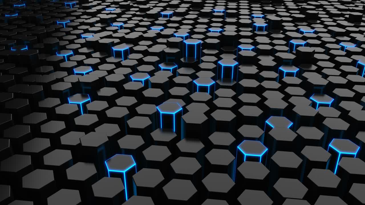 4k 미래의 추상적인 루프 육각형 배경