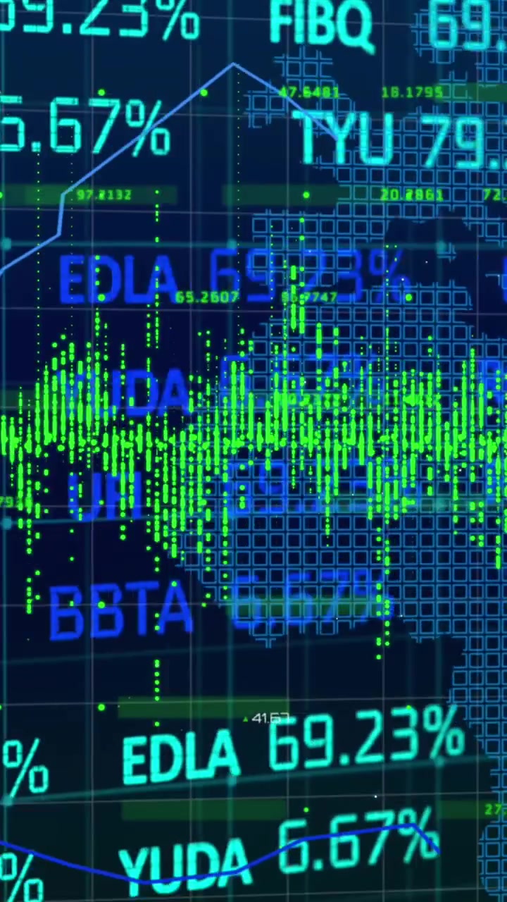 Animation of financial data processing over world map