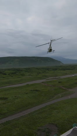 helicopter over remote alaskan landscape