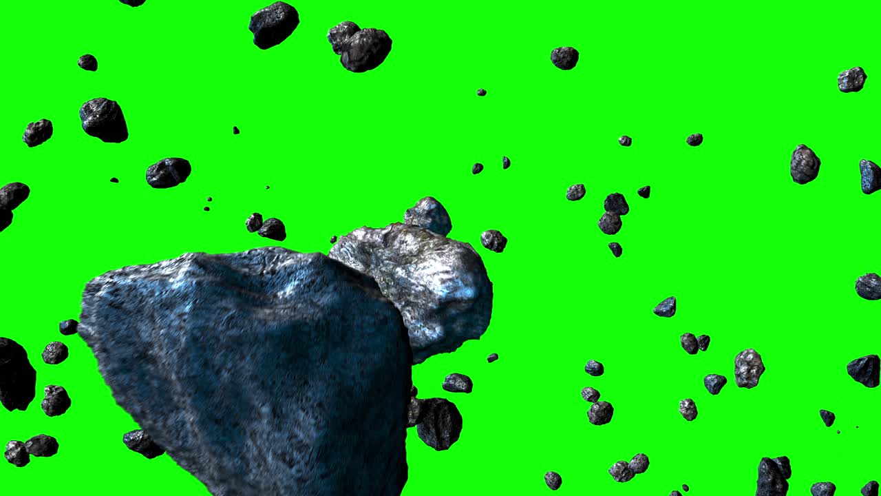 Asteroid Field on Green Screen