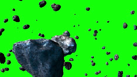 asteroid field on green screen