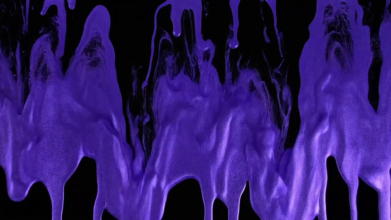 Purple Metallic Paint Dripping Down on Black Background