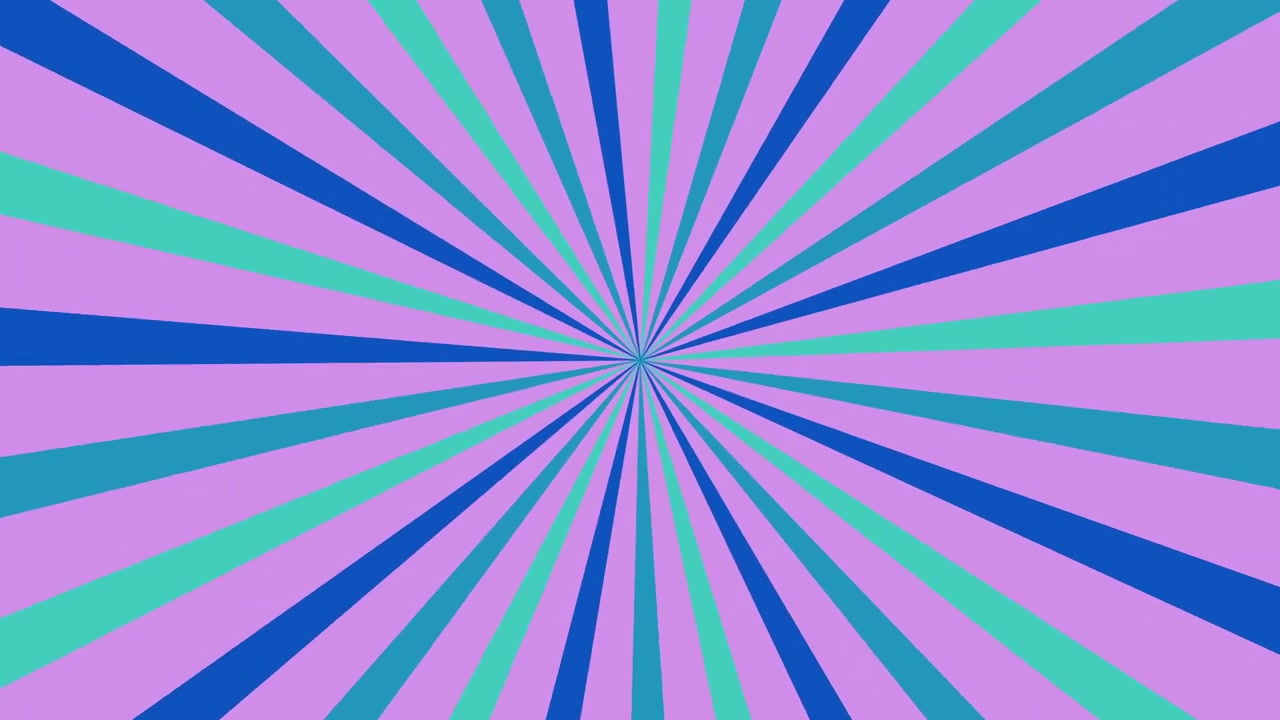 Vibrant Rotating Sunburst Background with Purple, Blue, and Teal Rays