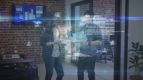 animación de la red de conexiones sobre personas de negocios en la oficina