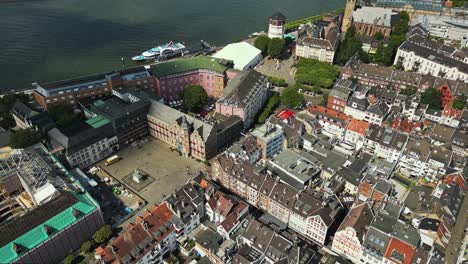 above rooftops of dusseldorf, blend of modern architecture and historic charm