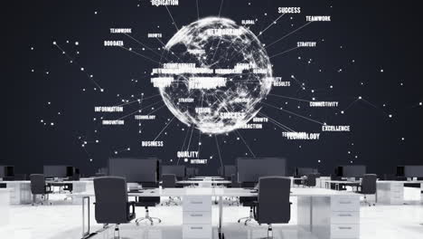 globe of network of connections against empty office