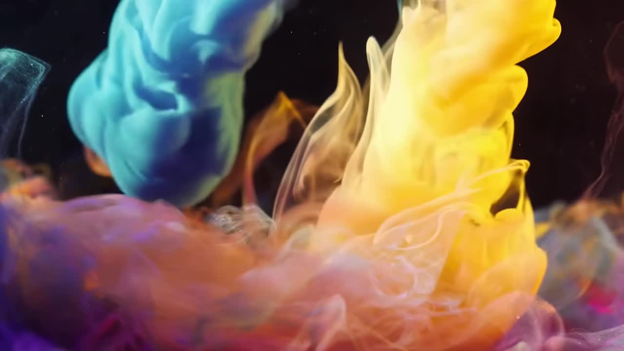 Colori vibranti e turbinanti in un video macro, che catturano l'arte astratta da un angolo ravvicinato