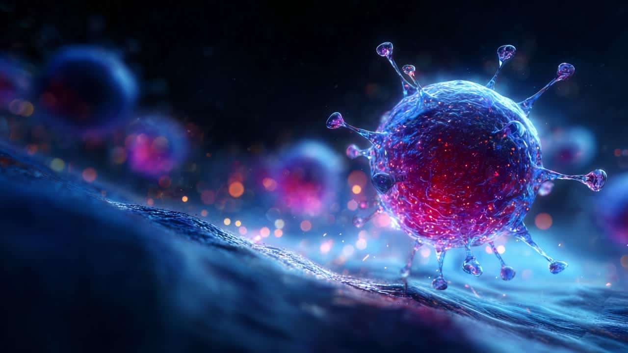 Close-up Visualization of a Virus in Motion, Showcasing Intricate Structure and Colorful Patterns with a Background of Similar Viral Forms in a Dynamic Bacterial Environment