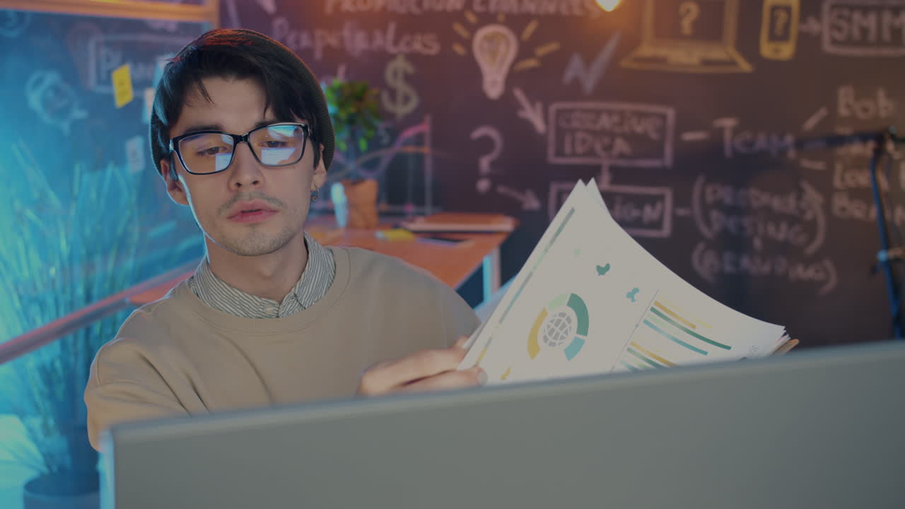Young professional analyzing data at a computer