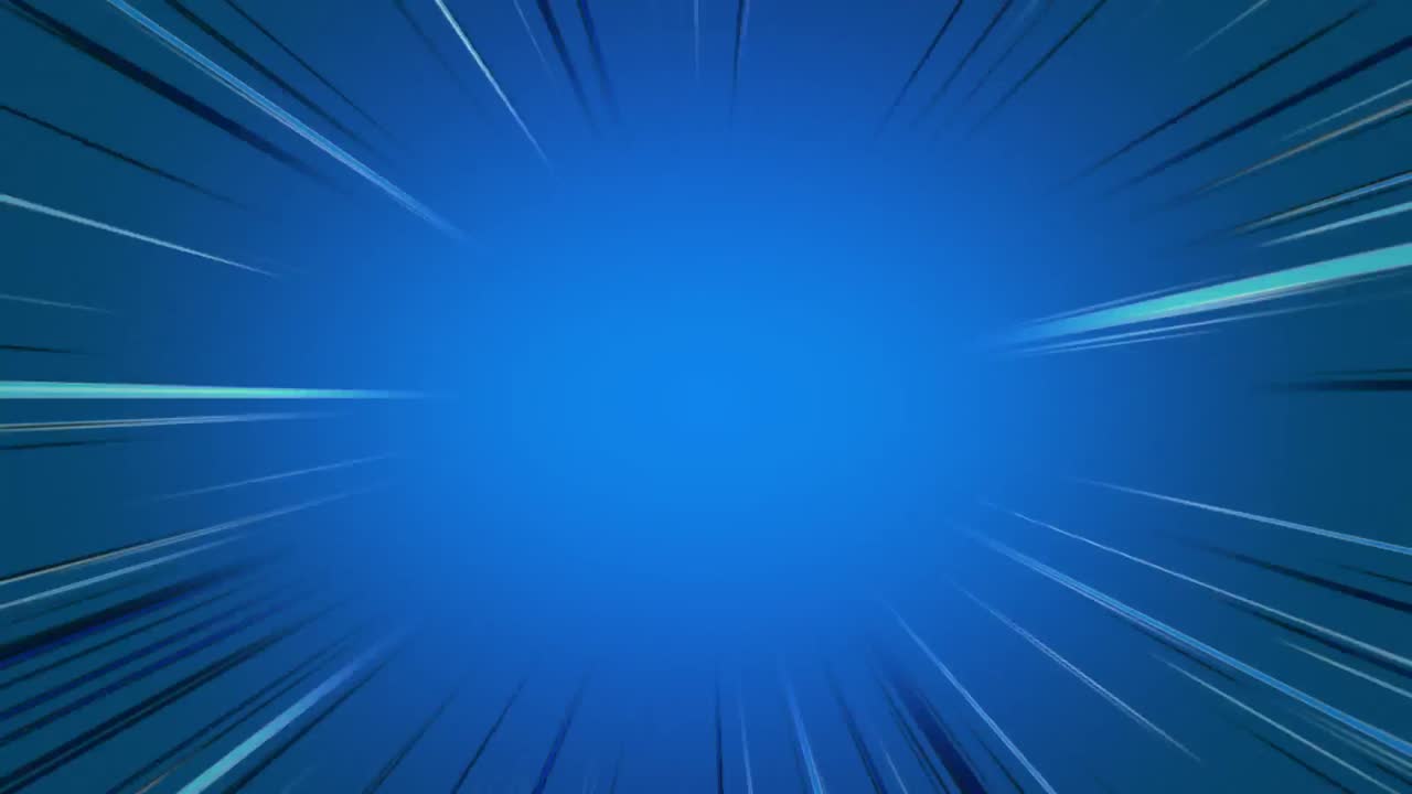 animación del movimiento hipnótico de múltiples rayos azules de luz que irradian