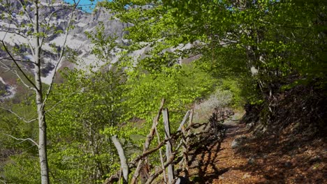 Wandern-In-Einer-Eingezäunten-Berggasse-In-Den-Albanischen-Alpen-In-Der-Nähe-Eines-Touristendorfes