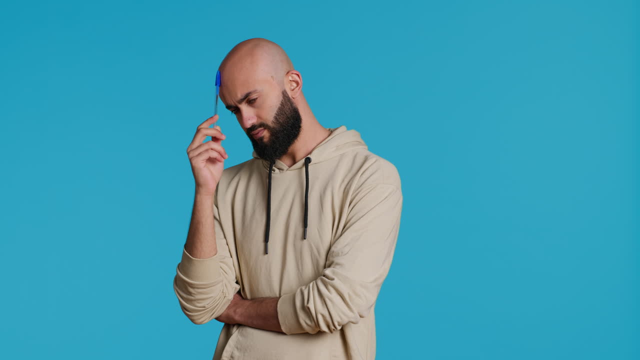 Arab person thinking about solution to the problem