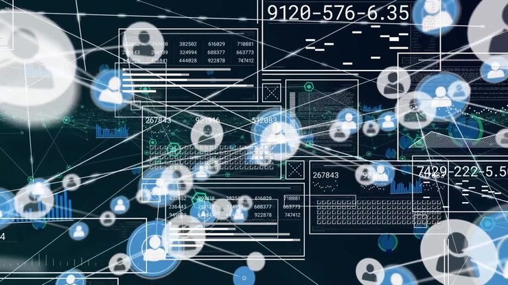 Digital Network Visualization with User Icons and Data Streams