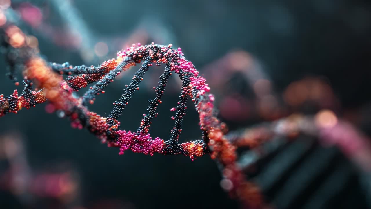 Esplorando la struttura complessa del DNA: una visualizzazione dettagliata della doppia elica e della sua complessa disposizione molecolare