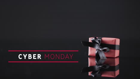 animation of cyber monday text over gift box