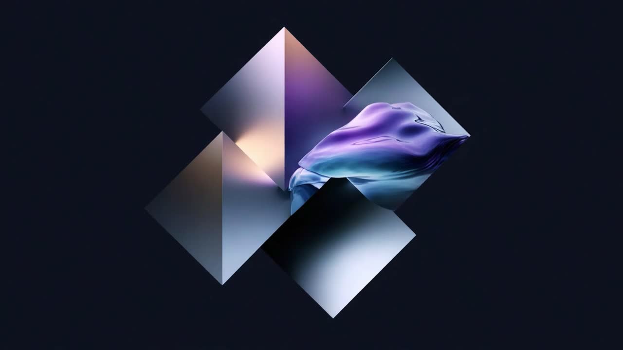 A captivating visual composition featuring intricate geometric shapes and flowing organic forms, seamlessly blending colors and textures for a striking aesthetic experience