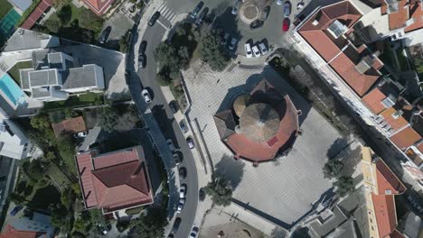 flying over the lisbon city focusing on famous square, the most multicultural place in lisbon, that serves as a meeting point