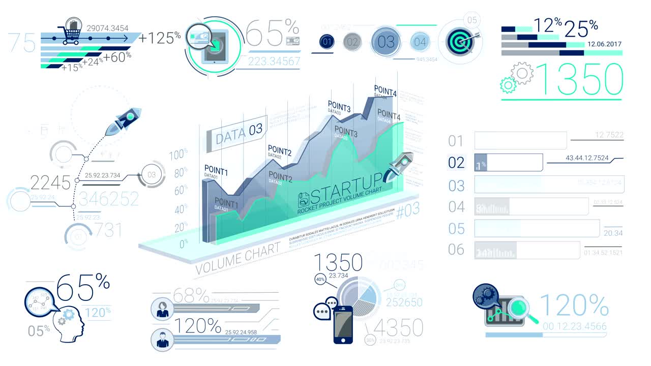 파란색 기업 인포그래픽 요소