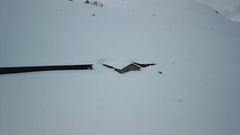 Aerial-drone-shot-of-snow-capped-landscape