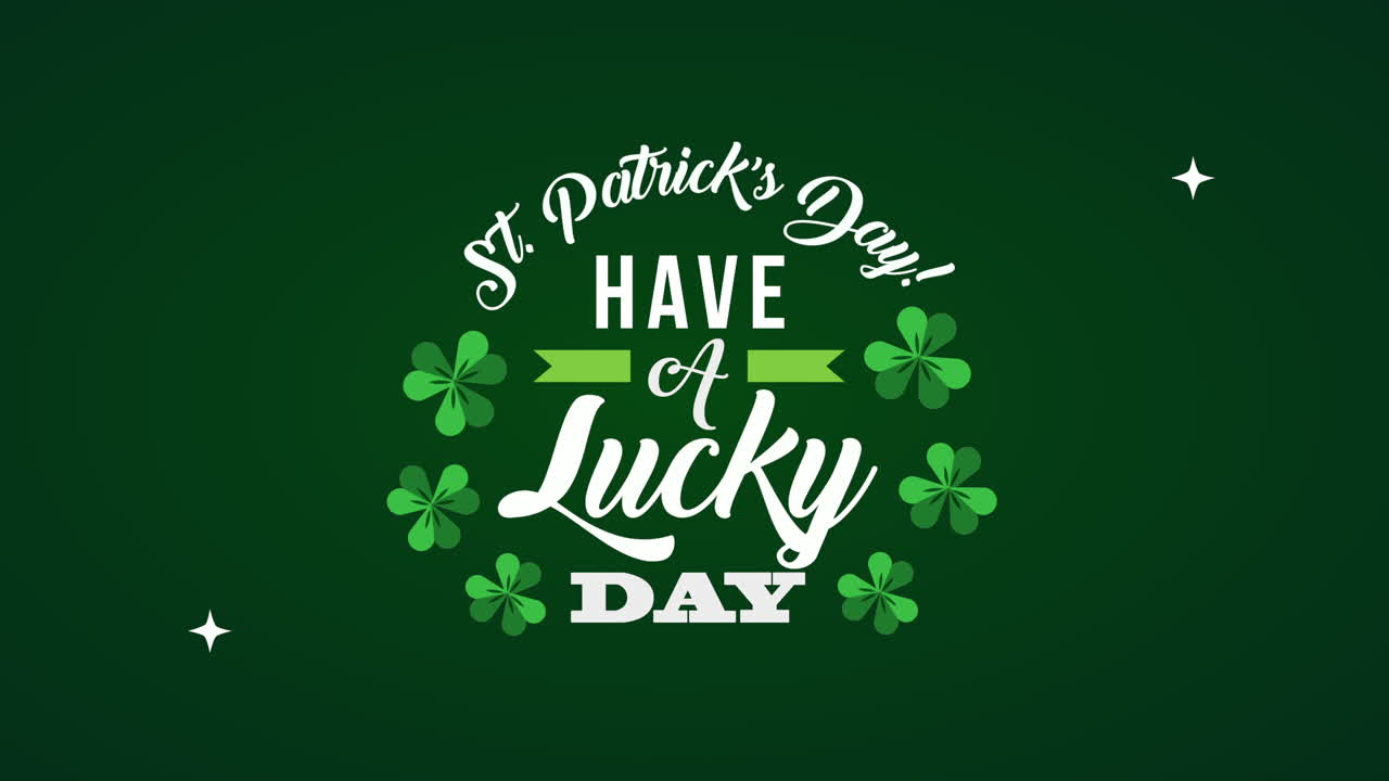st patricks day animated card with lettering and clovers